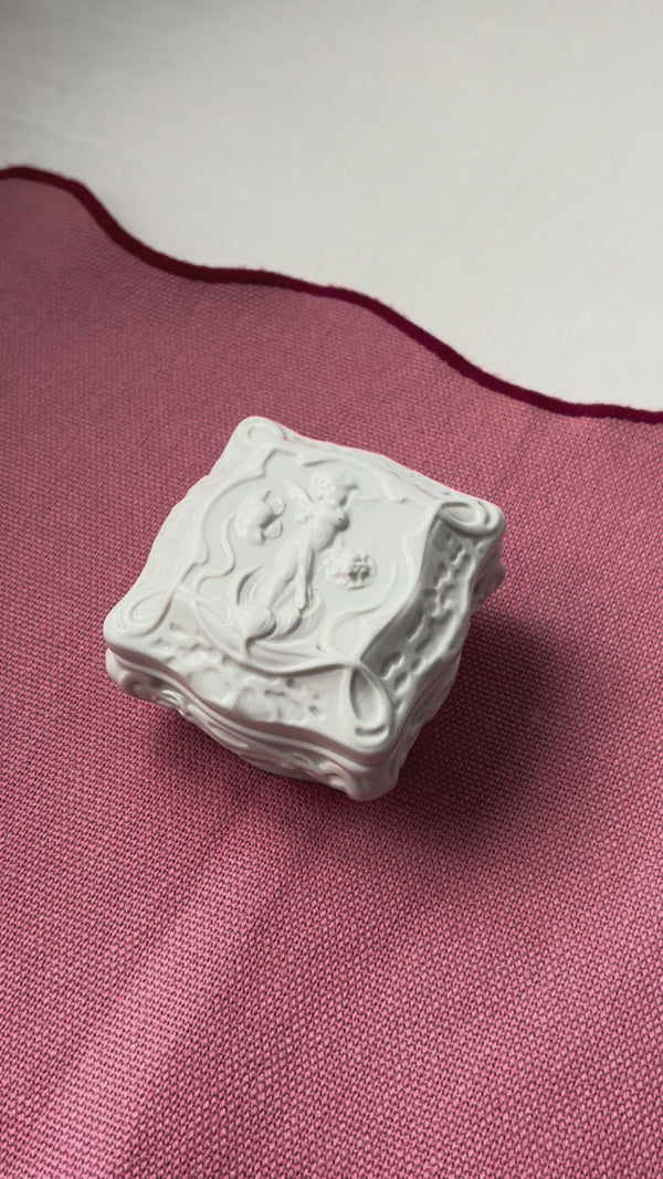 Rare Art Nouveau Bisque Porcelain Trinket Box